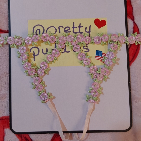 💐 S 💕 VS Dream Angels Rosebud Embroidery Crotchless V-String Panty 💐 - Picture 8 of 16